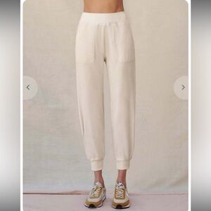 Sundry Faux Sherpa Patch Pant Joggers Cozy Ecru Loungewear Small